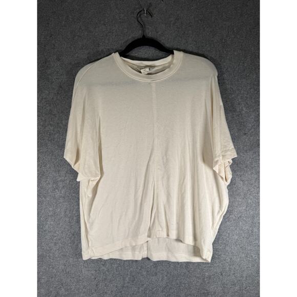 Club‎ Monaco Blouse Women Small White Semi Sheer Stretch Oversized Essential - Picture 1 of 7
